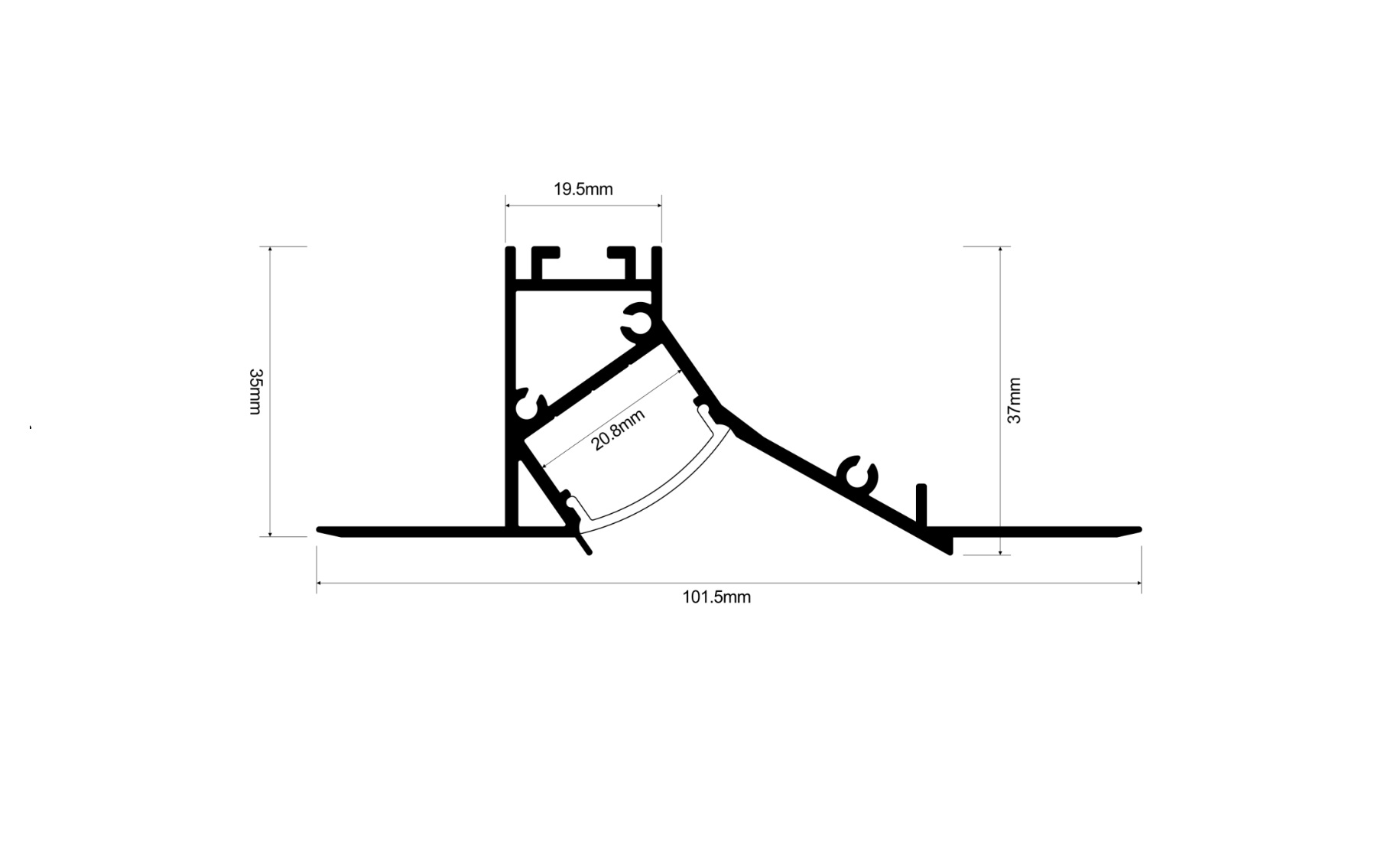 Plaster-In Angled Wall Wash LED Profile - Image 2