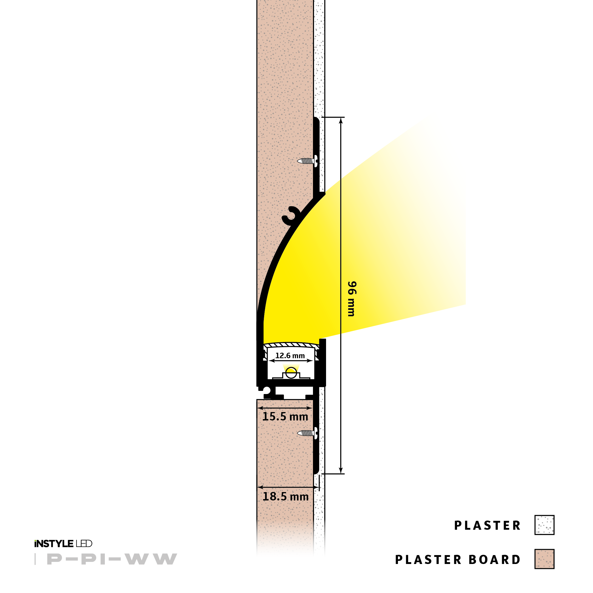 Plaster-In Wall Wash LED Profile - Image 3