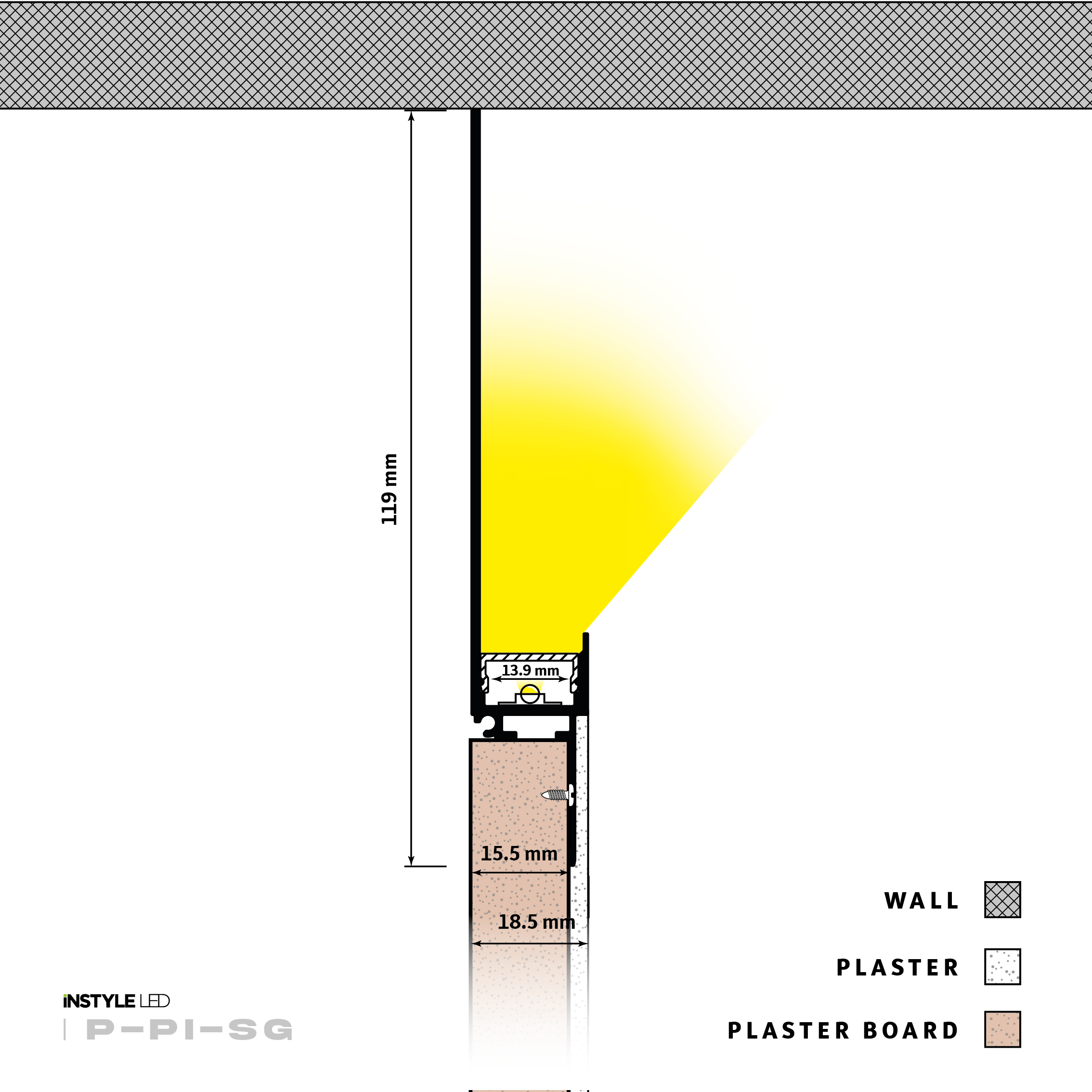 Plaster-In Shadow Gap LED Profile - Image 4
